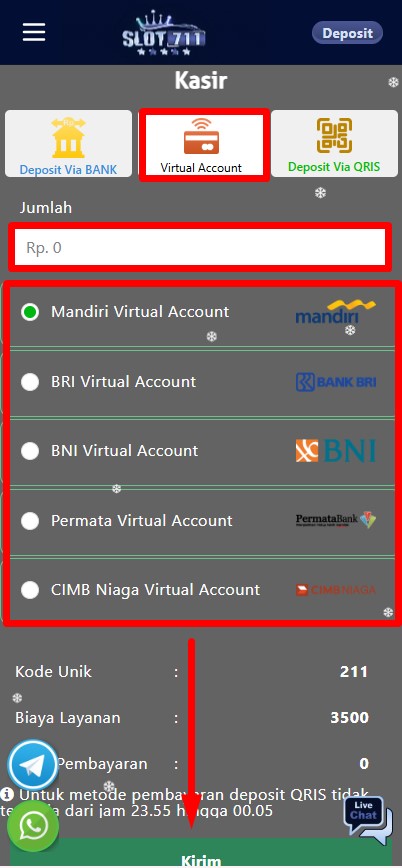 Metode Pembayaran dengan Virtual Account Hanya di Slot711